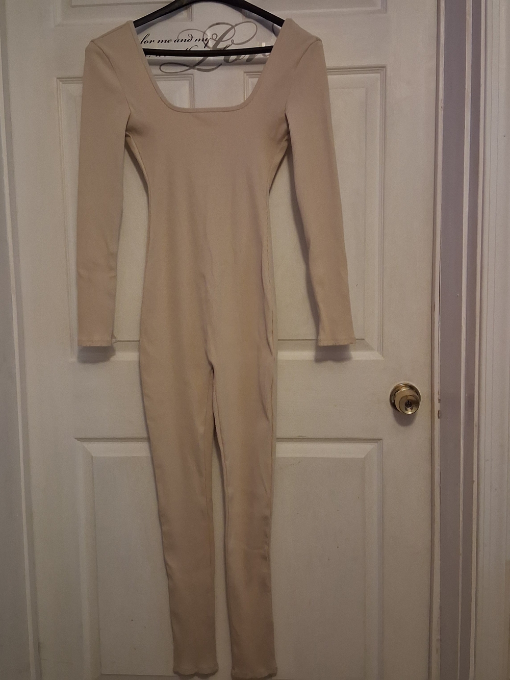 Fashion Nova Ribbed Cream Jumpsuit